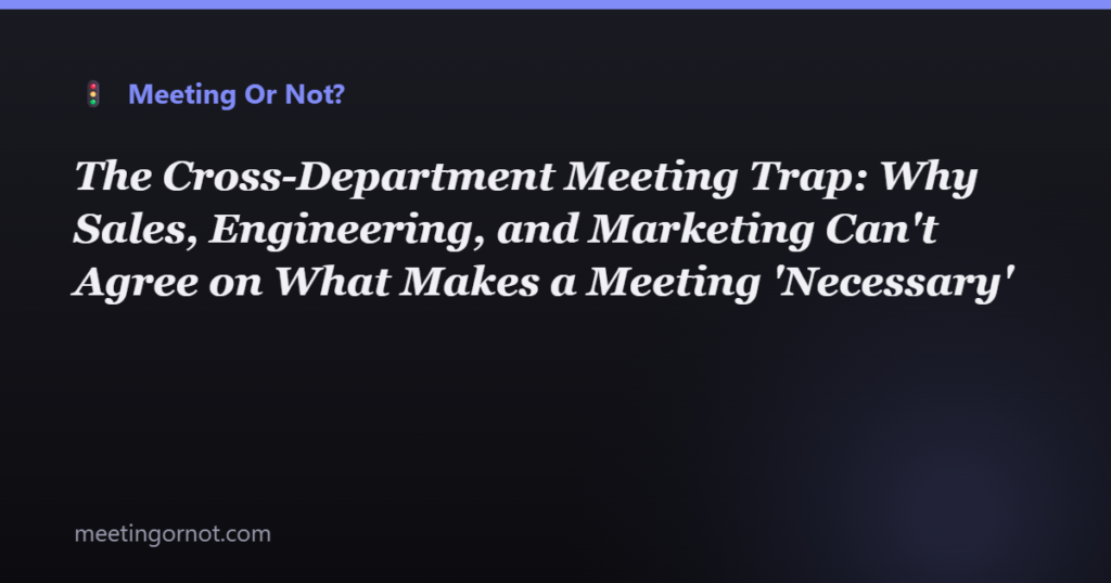 The Cross-Department Meeting Trap: Why Sales, Engineering, and Marketing Can't Agree on What Makes a Meeting 'Necessary'
